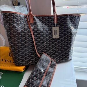 Goyard Black and Brown Tote with Pouch